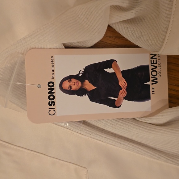 CISONO WOVENS BRAND WOMEN'S FRONT BUTTON IVORY BLOUSE SIZE LARGE - Picture 9 of 14